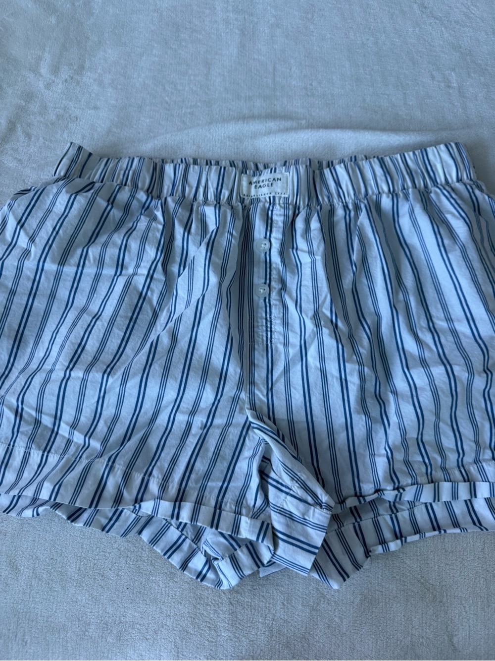 American Eagle Pinstripe Blue Shorts Size Large with Pockets D89